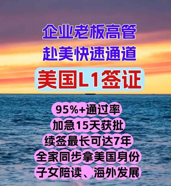 企业老板高管注意！美国L1签证，加急15天获批